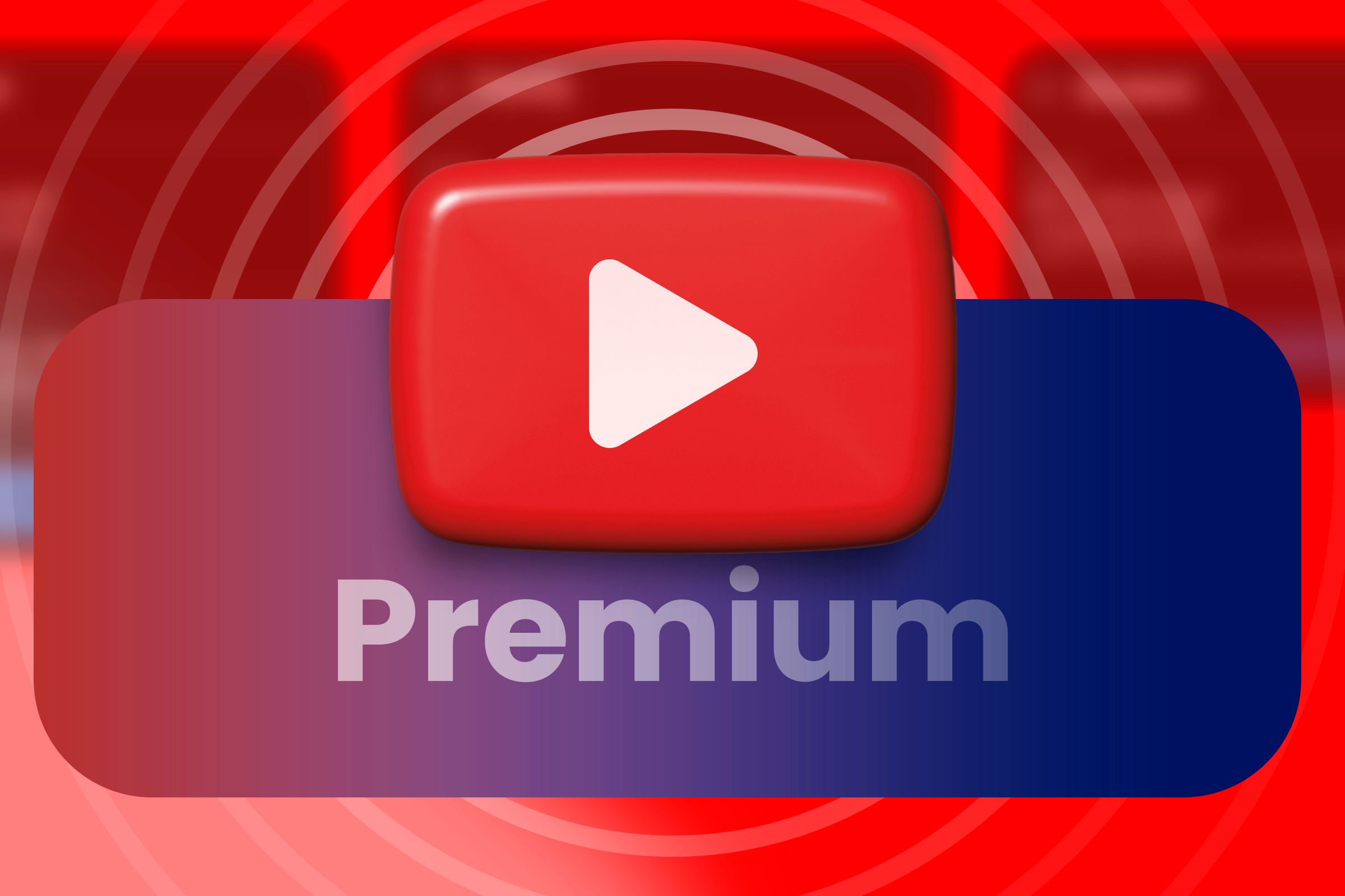 Logotipo do YouTube no centro com 'Premium' escrito abaixo.