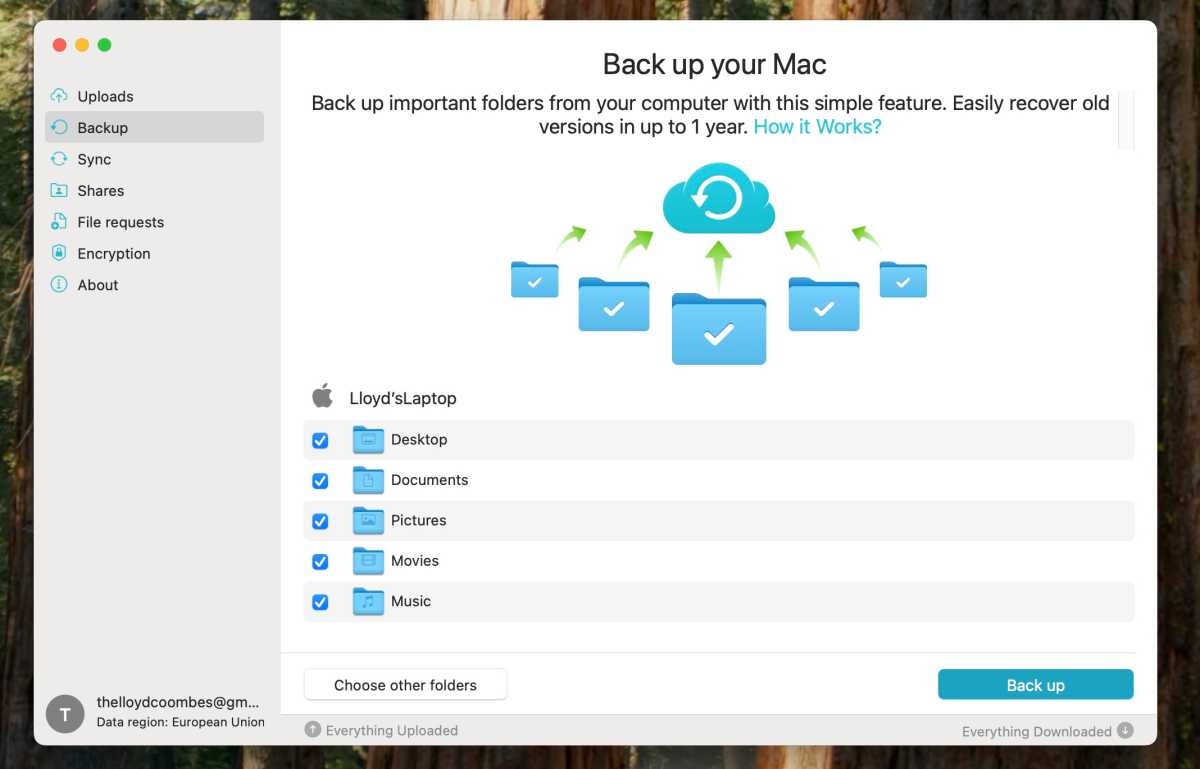 Backup de arquivos pCloud